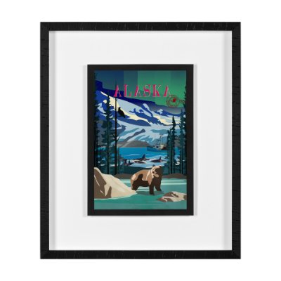 15641 - Alaska Go USA (M) by Mercana Studio a Framed Art Print Matted under Glass