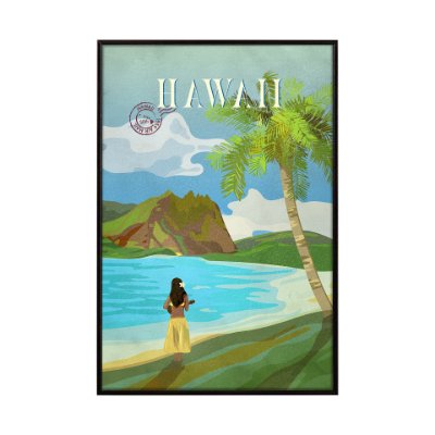 15642 - Hawaii Go USA (SM) by Mercana Studio a Hand Embellished Decograph Framed Art Print