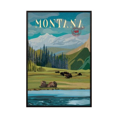 15643 - Montana Go USA (SM) by Mercana Studio a Hand Embellished Decograph Framed Art Print