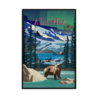 15644 - Alaska Go USA (SM) by Mercana Studio a Hand Embellished Decograph Framed Art Print