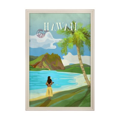 15648 - Hawaii Go USA (XL) by Mercana Studio a Hand Embellished Decograph Framed Art Print under Glass