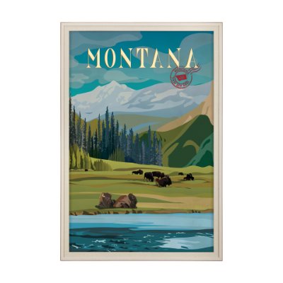 15649 - Montana Go USA (XL) by Mercana Studio a Hand Embellished Decograph Framed Art Print under Glass