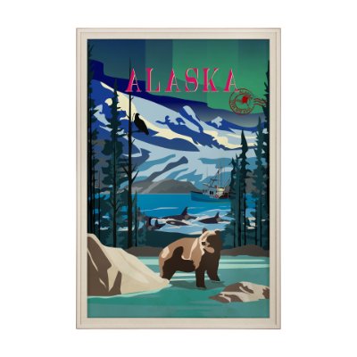 15650 - Alaska Go USA (XL) by Mercana Studio a Hand Embellished Decograph Framed Art Print under Glass