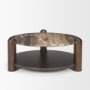 71122-AB - Jovia Brown Mango Wood W/ Cappuccino Marble Round Coffee Table