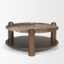 71122-AB - Jovia Brown Mango Wood W/ Cappuccino Marble Round Coffee Table
