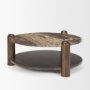 71122-AB - Jovia Brown Mango Wood W/ Cappuccino Marble Round Coffee Table