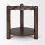 71123-AB - Jovia Brown Mango Wood W/ Cappuccino Marble Round Side Table