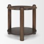 71123-AB - Jovia Brown Mango Wood W/ Cappuccino Marble Round Side Table
