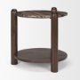 71123-AB - Jovia Brown Mango Wood W/ Cappuccino Marble Round Side Table