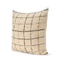 71086 - Jaela 22x22 Beige/Black Striped Checkered Square Throw Pillow Cover
