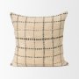 71086 - Jaela 22x22 Beige/Black Striped Checkered Square Throw Pillow Cover