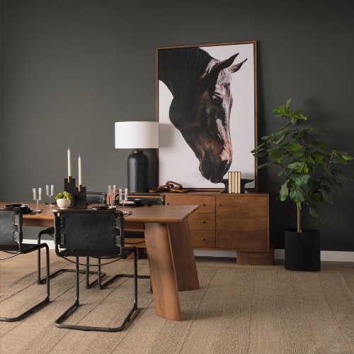 69273 - Berbick 33" Total Height Black Leather w/ Iron Frame Dining Chair
