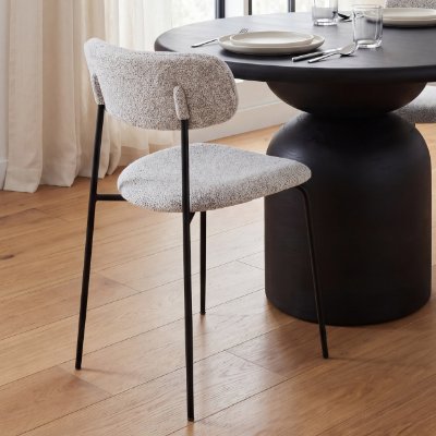 71014 - Casey Matte Black Metal w/ Gray Fabric Dining Chair