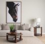71122-AB - Jovia Brown Mango Wood W/ Cappuccino Marble Round Coffee Table