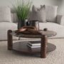 71122-AB - Jovia Brown Mango Wood W/ Cappuccino Marble Round Coffee Table