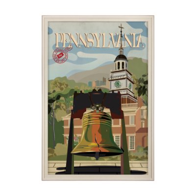 15747 - Pennsylvania Go USA (XL) by Mercana Studio a Hand Embellished Decograph Framed Art Print under Glass