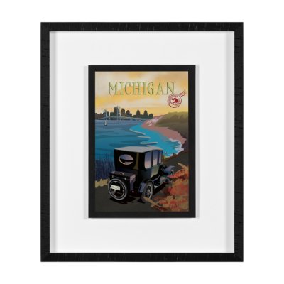 15786 - Michigan Go USA (M) by Mercana Studio a Framed Art Print Matted under Glass