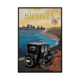 Michigan Go USA (SM) by Mercana Studio a Hand Embellished Decograph Framed Art Print