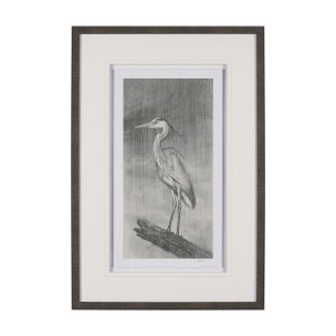 Heron Sketch by Mercana Studio a Hand Embellished Framed Art Print Matted under Glass