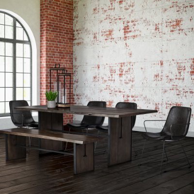 68311 - Sawyer II Black Faux-Leather Seat Black Iron Frame Dining Chair