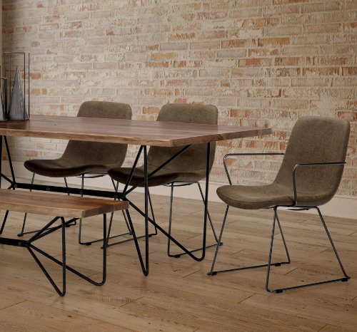 68314 - Sawyer I Brown Faux-Leather Seat BlackIron Frame Dining Chair