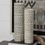68624 - Uhura II Large Cream Black Patterned Cylindrical Ceramic Vase