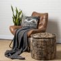 68467 - Riley Tan Jute Popcorn Stich Cylindrical Pouf