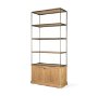 71119-AB - Baron Light Brown Wood w/ Gunmetal 2-Door Open Shelving Unit
