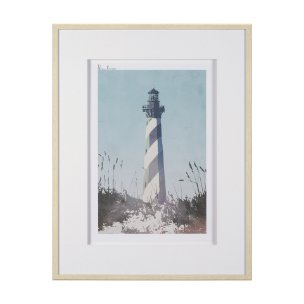 Lighthouse I-Cape Hatteras by Mercana Studio a Hand Embellished Framed Art Print Matted under Glass