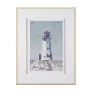 Lighthouse III-Peggy's Cove by Mercana Studio a Hand Embellished Framed Art Print Matted under Glass