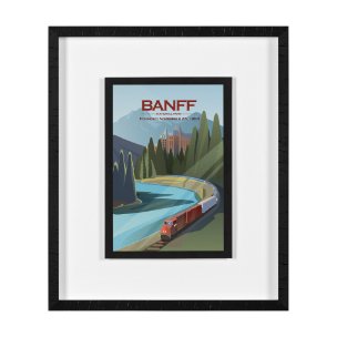 Banff Go Canada (M) by Mercana Studio a Framed Art Print Matted under Glass