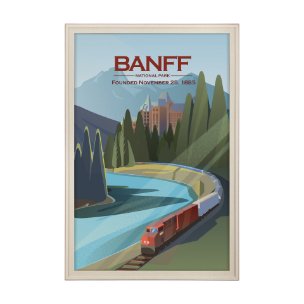 Banff Go Canada (XL) by Mercana Studio a Hand Embellished Decograph Framed Art Print under Glass