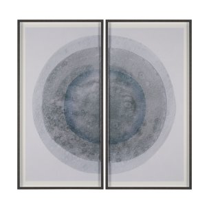 Blue Eclipse (Set of 2) by Mercana Studio a Hand Embellished Framed Art Print Matted under Glass