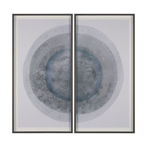 15794 - Blue Eclipse (Set of 2) by Mercana Studio a Hand Embellished Framed Art Print Matted under Glass