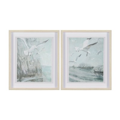15749 - Storm is Coming (Set of 2) Seagulls by Melody Ducharme a Hand Embellished Framed Print under Glass