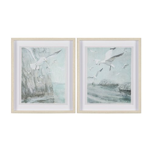 15749 - Storm is Coming (Set of 2) Seagulls by Melody Ducharme a Hand Embellished Framed Print under Glass