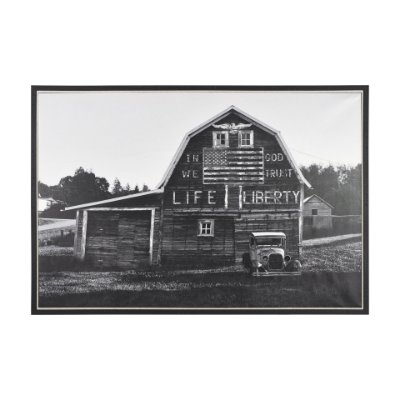 102679-FL - In God We Trust Barn by David Reams a Hand Embellished Textured Framed Canvas Photo Print