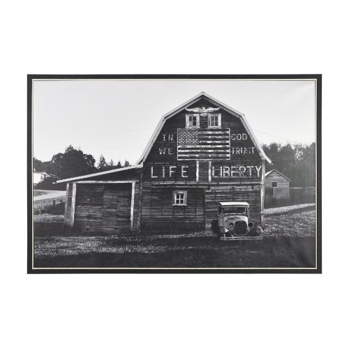 102679-FL - In God We Trust Barn by David Reams a Hand Embellished Textured Framed Canvas Photo Print