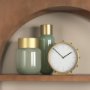 69482 - Marian 11.0L x 3.1W x 11.0H Gold Metal W/Studs Round Table Clock 