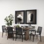 69350 - Clara Black Wood W/ Cream Fabric Seat and Cane Back Armless Dining Chair