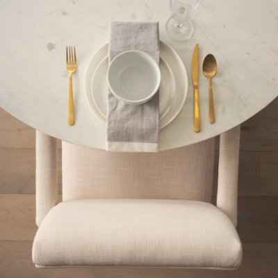 68194 - Palisades Cream Fabric Wrap Brown Wood Frame Dining Chair 