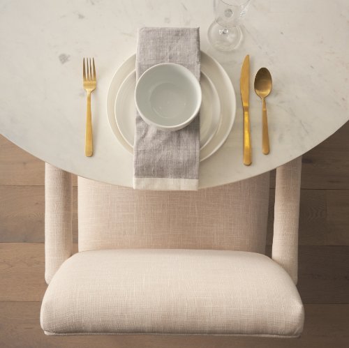 68194 - Palisades Cream Fabric Wrap Brown Wood Frame Dining Chair 