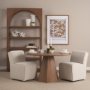 69615 - Damon 20.5L x 27.2W x 31.3H Fully Upholstered Cream-Toned Fabric Dining Chair on Casters