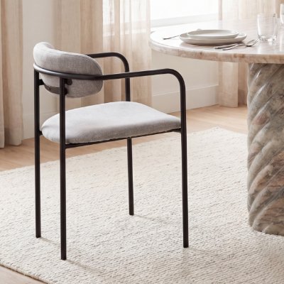 69358 - Parker Gray Fabric Seat Black Metal Dining Chair