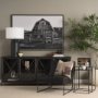 69485 - Harvey 13.0L x 4.5W x 8.1H Black Metal and Wood Rectangular Table Clock