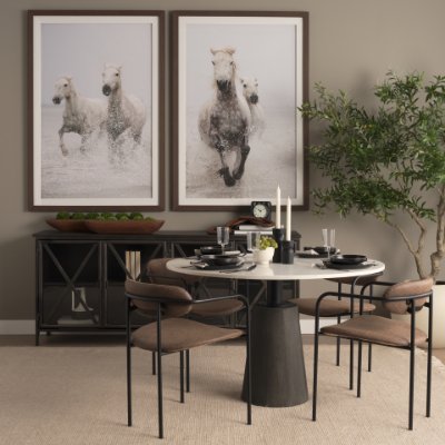 70779 - Parker Muted Brown Faux Leather w/ Black Metal Dining Chair