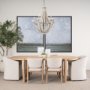 65200 - Phillum (29"x37") Silver Metal Chassis and White Wood Beaded Six Bulb Chandelier 