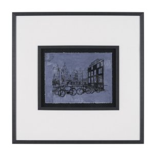 City of Canals I by Mercana Studio Hand Embelished  Textured  Framed Artwork Matted under Glass