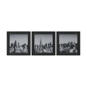 Midtown Manhattan Skyline (Set of 3) by Richard Silver Textured  Framed Art Print Matted under Glass