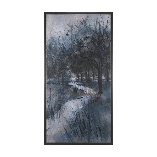 102698-FL - Brook and Willows II by Mercana Studio Hand-Embellished Textured Framed Canvas Artwork